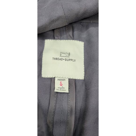 Thread & Supply Womens Medium Charcoal Maxi Belted Open 3/4 Tie Sleeve Cardigan - Picture 5 of 5